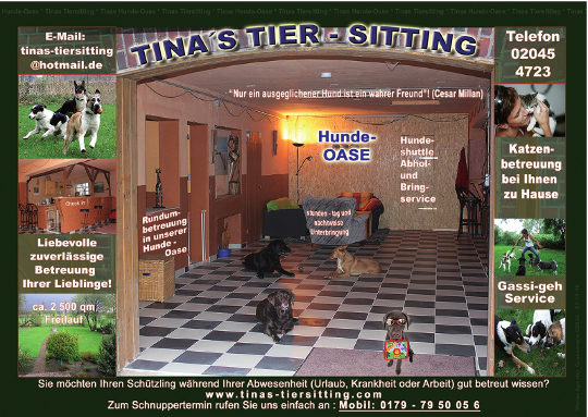 Tinas Tiersitting Visitenkarte